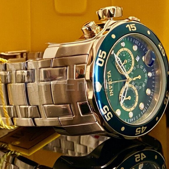 NEW Invicta 0075 Pro Diver SCUBA CLASSIC 48MM Green Dial Chronograph Watch - Picture 3 of 10